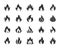 Fire black silhouette icons vector set