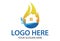 Fire Blue Water Drop Negative Space House Building Logo Design Concept