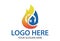 Fire Blue Water Drop Negative Space House Building Logo Design Concept