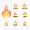 Fire in Bonfire fiery flame bright fireball flames of different shapes burns