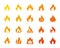 Fire bonfire flame silhouette icon vector set