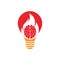 Fire brain bulb shape concept vector logo design
