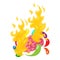 Fire brain icon, isometric style