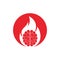 Fire brain vector logo design vector.