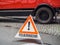 Fire brigade warning triangle in german