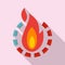 Fire burn calories icon, flat style