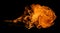 Fire and burning flame of explosive fireball isolated on dark background for graphic design