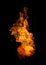 Fire and burning flame of explosive fireball isolated on dark background for graphic design