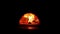 Fire burning in a forno Pompeii brick pizza oven.