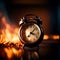 fire burning time clock background