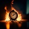 fire burning time clock background