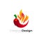 Fire and chili logo design vector, hot spacy logo