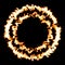 Fire in circle shape / black background.