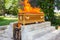 Fire on the coffin for cremation, thai culture