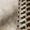 Fire At a construction site, unfinished multi-storey reinforced concrete building