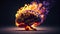 Fire Consume Human Brain With Glowing Neurons on Dark Background AI Generative