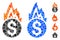 Fire Damage Mosaic Icon of Circle Dots