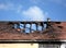 Fire damage on a terracotta tile roof