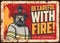 Fire danger warning or caution vector banner