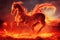 fire demon horse riding in hell