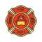 Fire department badge color icon