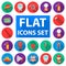 Fire Department flat icons in set collection for design. Firefighters and equipment vector symbol stock web illustration