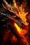 Fire dragon on the dark background. Chinese New Year 2024 zodiac sign, year of the Dragon. Mythological creature