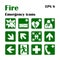 Fire emergency icons. Vector illustration. Fire exit.