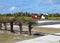 Fire-engine on a take-off field of small tropical island