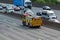 Fire engine travelling on busy british motorway M25