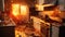 Fire engulfs a kitchen as a blaze rages out of control, Kitchen fire smoke and intense heat