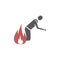 Fire evacuation vector sign. Burning man. Conflagration icon
