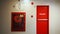 Fire exit door. Fire exit emergency door red color metal material