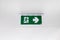 Fire exit sign. Emergency fire exit door exit door on ceiling