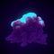 Fire explosion with great cloud of toxic violet smoke. 3d rendering illustration