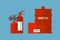 Fire extinguisher danger protection security help equipment pressure flammable vector illustration.