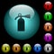 Fire extinguisher icons in color illuminated glass buttons