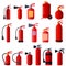 Fire extinguisher icons set, cartoon style