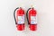 Fire extinguisher system on the wall background, powerful emergency equipment for industrial