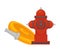 Fire extinguishing equipment extinguisher hydrant and water hose vector flat icon