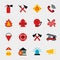 Fire fighter flat icons