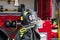 Fire fighting gear including helmets and jackets were displayed near a fire truck display at the Princeton Arts Festival