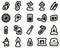 Fire & Fire Making Tools Icons White On Black Sticker Set Big