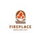 Fire in the fireplace with firewood logo illustration flat minimalist trend