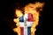 Fire fist with the national flag of dominican republic