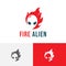 Fire Flame Alien Head Space Technology Game Logo