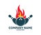 Fire flame bowling sport center vector logo design