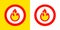 Fire flame burn, vector sign symbol. Burning fire flame icon outline, flammable, spicy hot circle sign