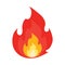 Fire flame, cartoon bonfire heat wildfire and red hot bonfire, campfire, red fiery flame isolated vector illustration.