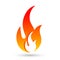 Fire flame energy logo icon Isolated white background emoticon of flame symbol orange and red flame,